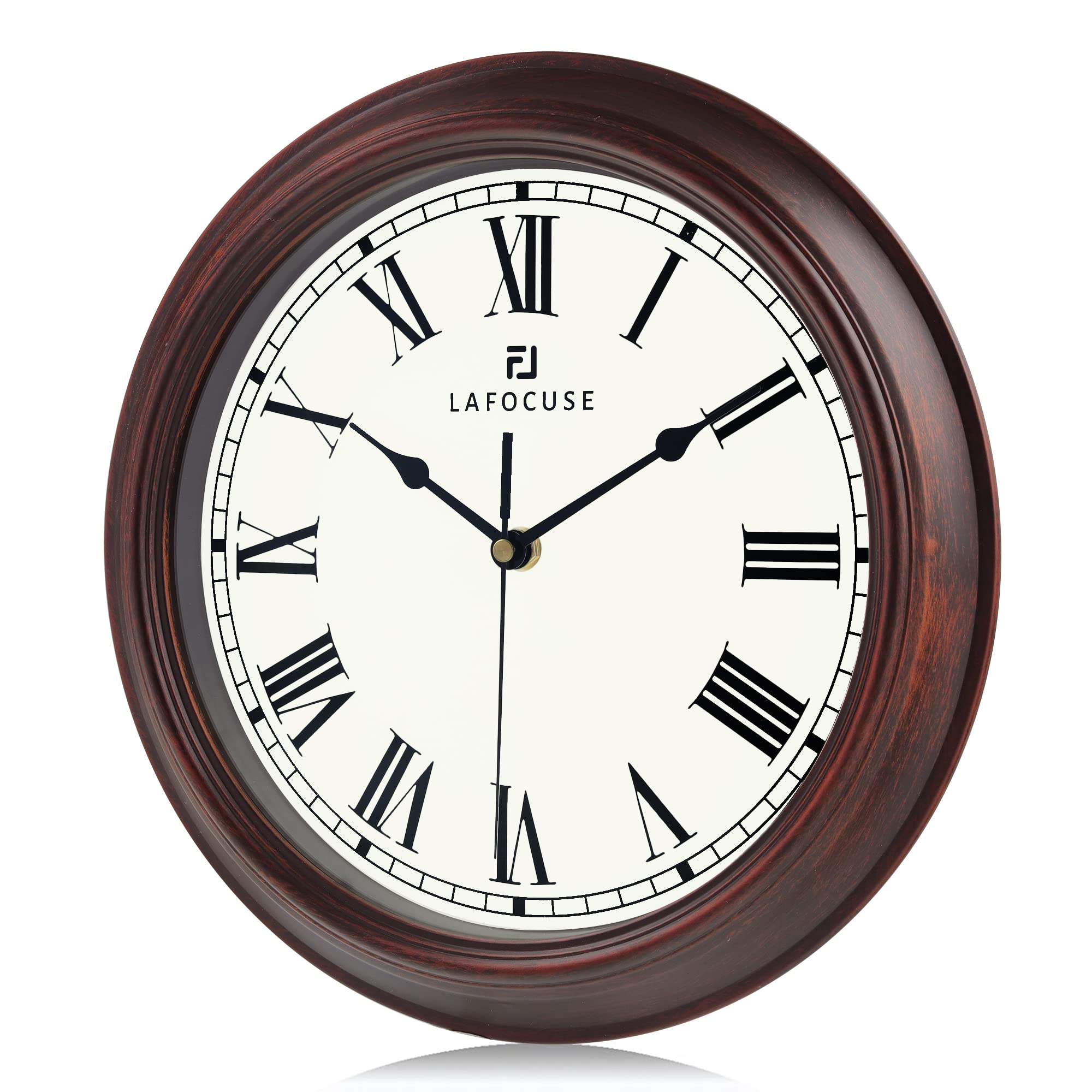 Amazon.com: Lafocuse 12 Inch Mahogany Color Wall Clock Roman